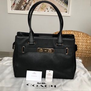 Authentic Black Leather Coach Handbag